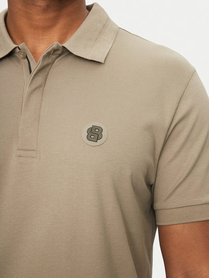 Boss Modern Performance Polo with Tonal Rubberized Logo Green Line