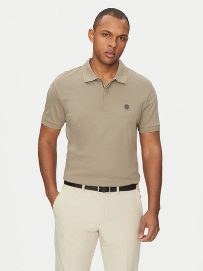 Boss Modern Performance Polo with Tonal Rubberized Logo Green Line