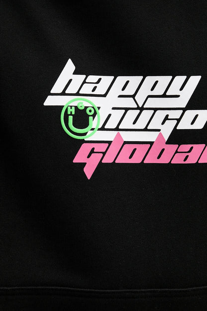 Happy Hugo Global: Lean Blue Graphic Hoodie