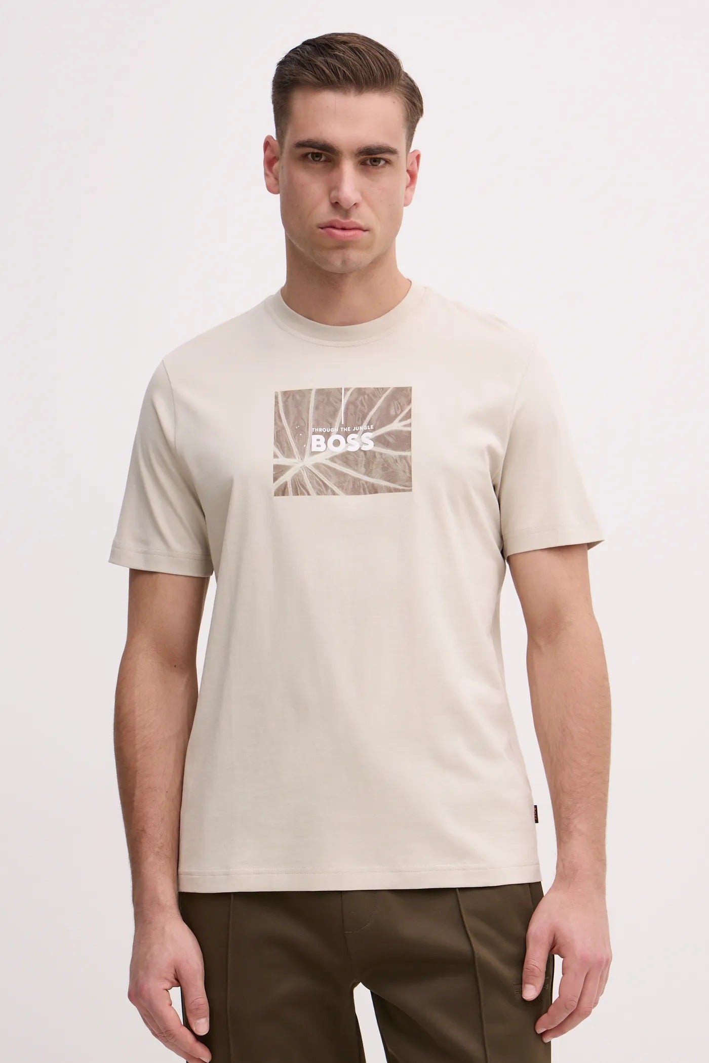 BOSS Men's Through The Jungle Graphic Box Logo Luxury T-Shirt