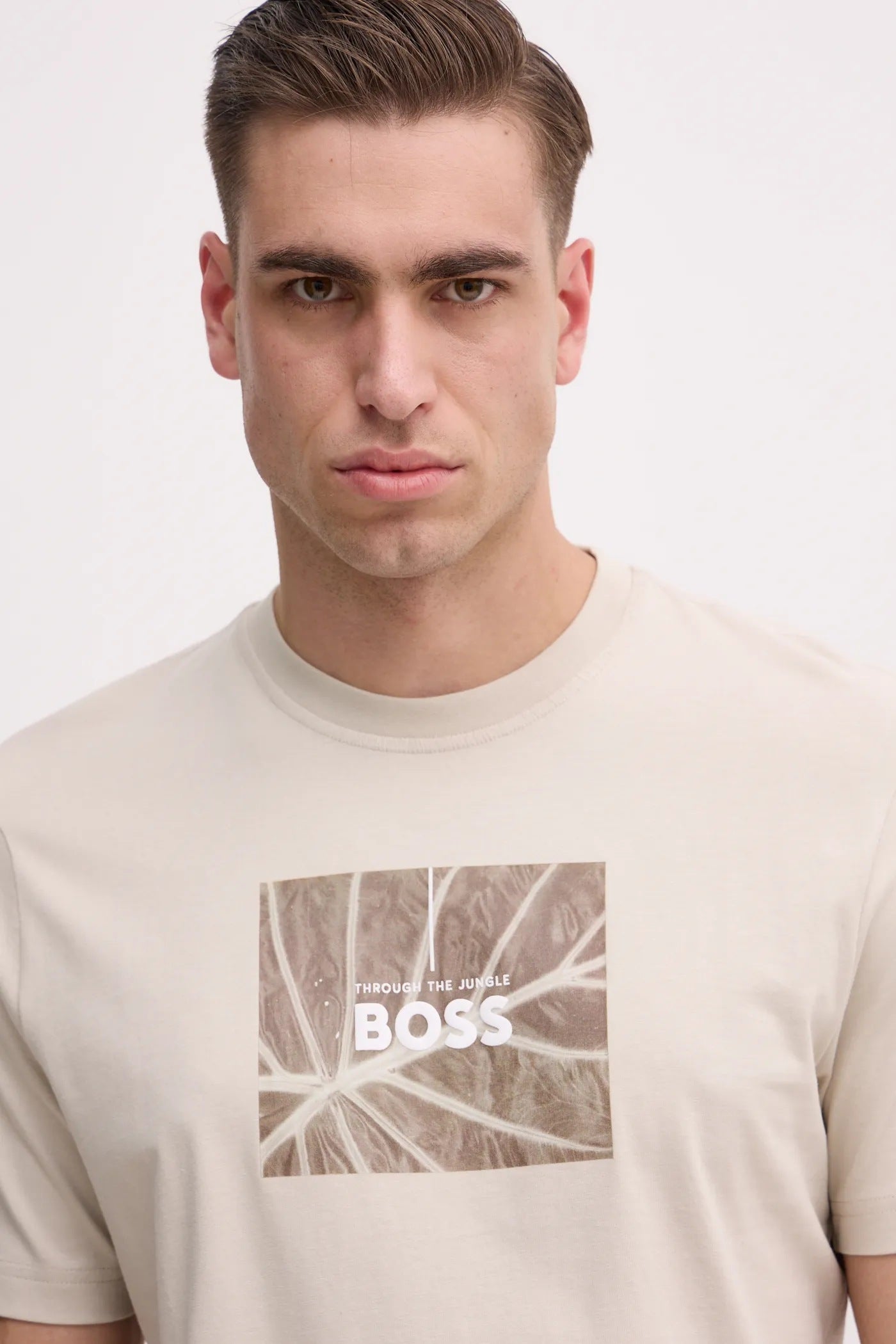 BOSS Men's Through The Jungle Graphic Box Logo Luxury T-Shirt