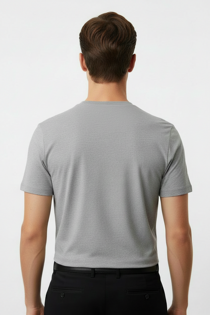 BOSS Men's Grey Graphic T-Shirt - Circular Logo Print