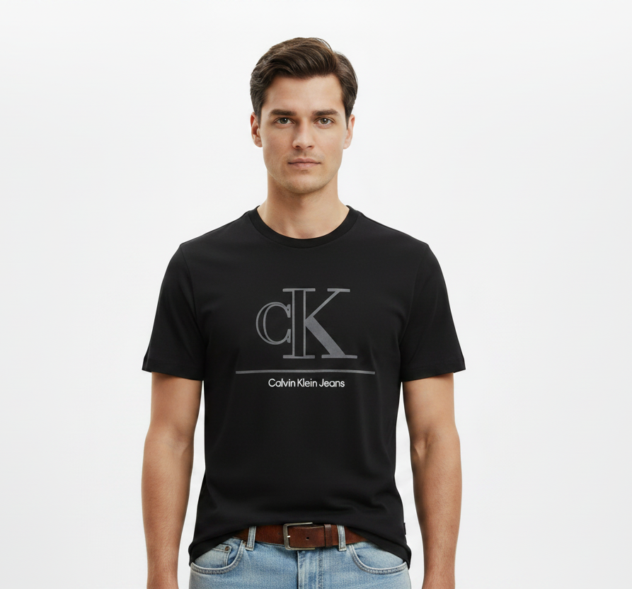 Men's Designer T-Shirt with Large Ck Logo