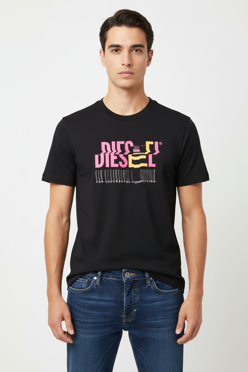 Diesel Industrial machinery blueprint graphic t-shirt