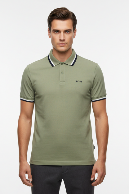 BOSS Men's Slim-Fit Pique Polo Shirt with Tipped Collar