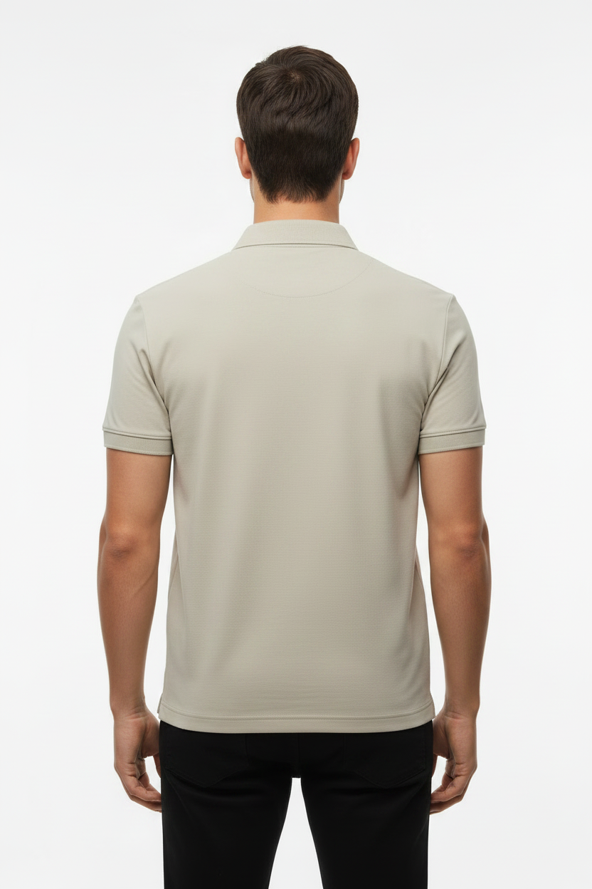 BOSS Men's Quarter-Zip Polo Shirt with Square Silicone Logo Patch