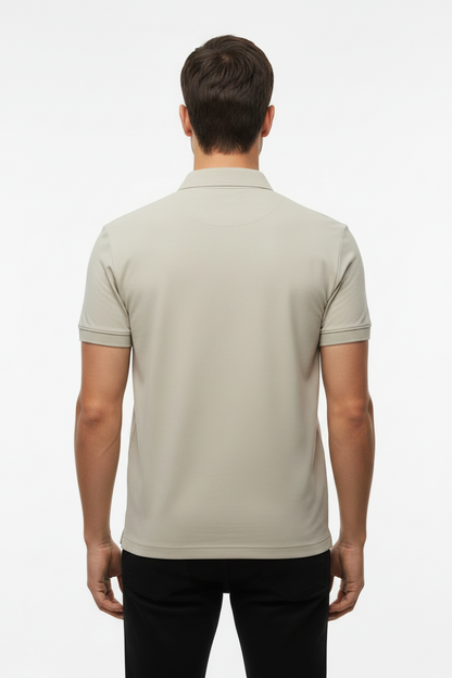BOSS Men's Quarter-Zip Polo Shirt with Square Silicone Logo Patch