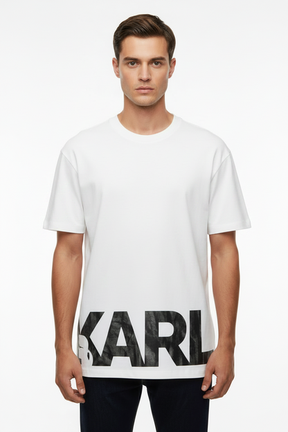 Karl Lagerfeld Paris Men's Box Logo Patch T-Shirt | Luxury Designer Crewneck Tee