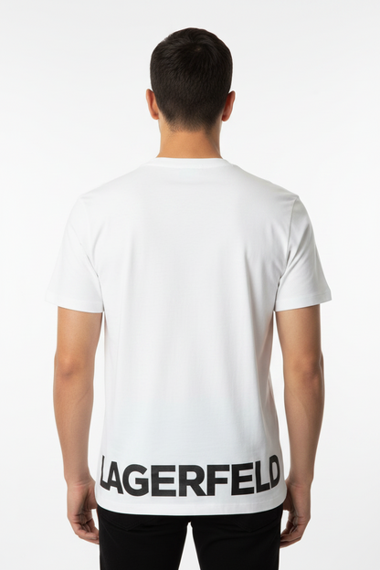 Karl Lagerfeld Paris Men's Box Logo Patch T-Shirt | Luxury Designer Crewneck Tee