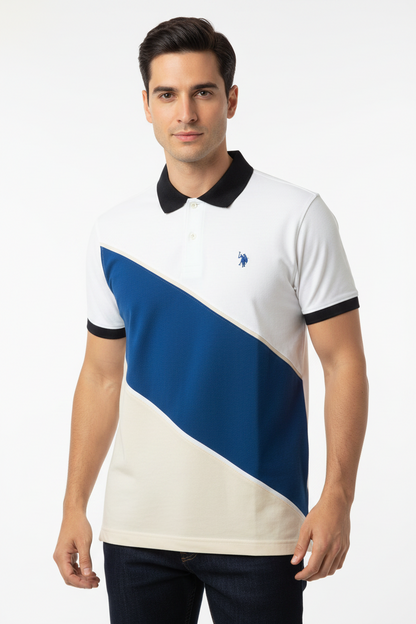 U.S. Polo Assn. Men's Diagonal Color Block Polo Shirt