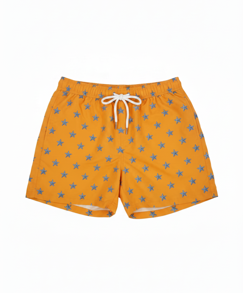 MNG Starfish Print Swim Shorts with Elastic Drawstring Waist