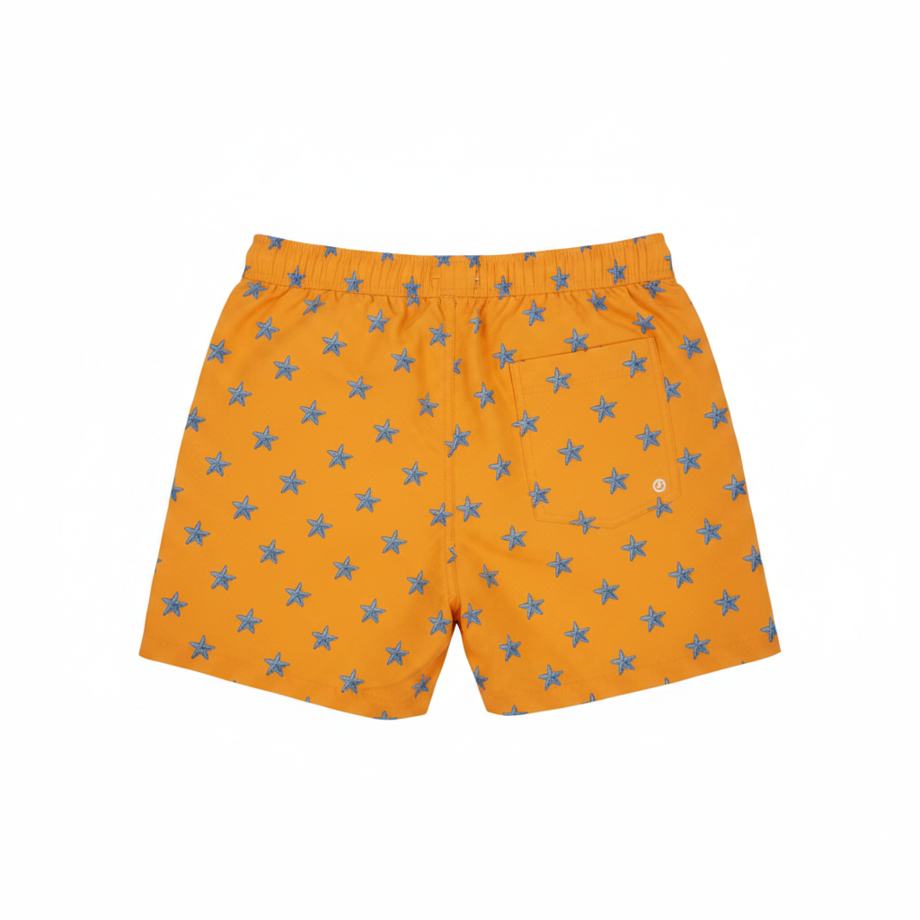 MNG Starfish Print Swim Shorts with Elastic Drawstring Waist