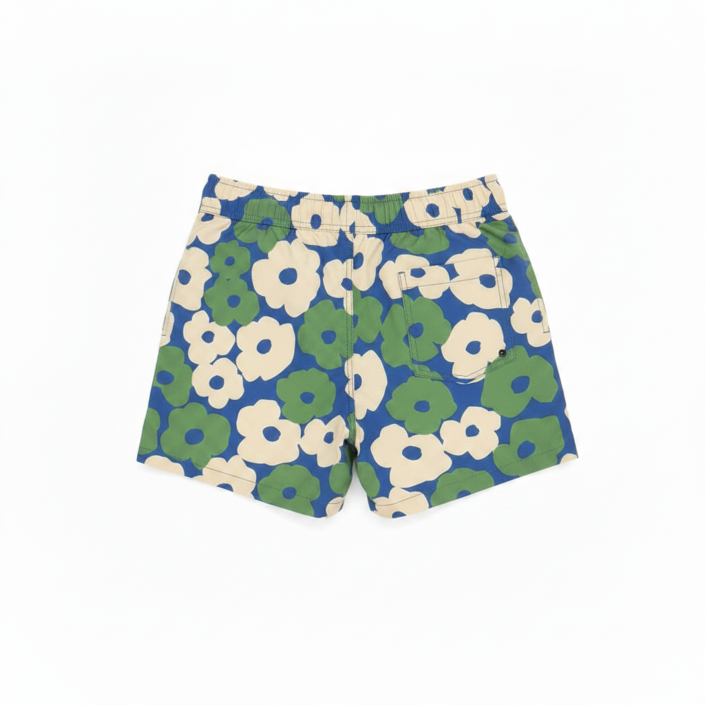 MNG Retro Floral Print Swim Shorts with Elastic Drawstring Waist