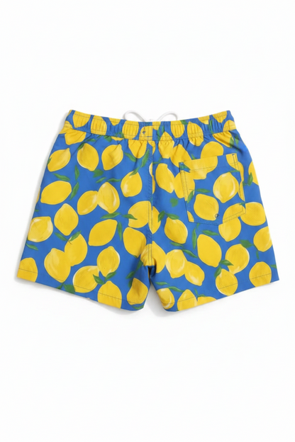 MNG Lemon Print Swim Shorts with Elastic Drawstring Waist
