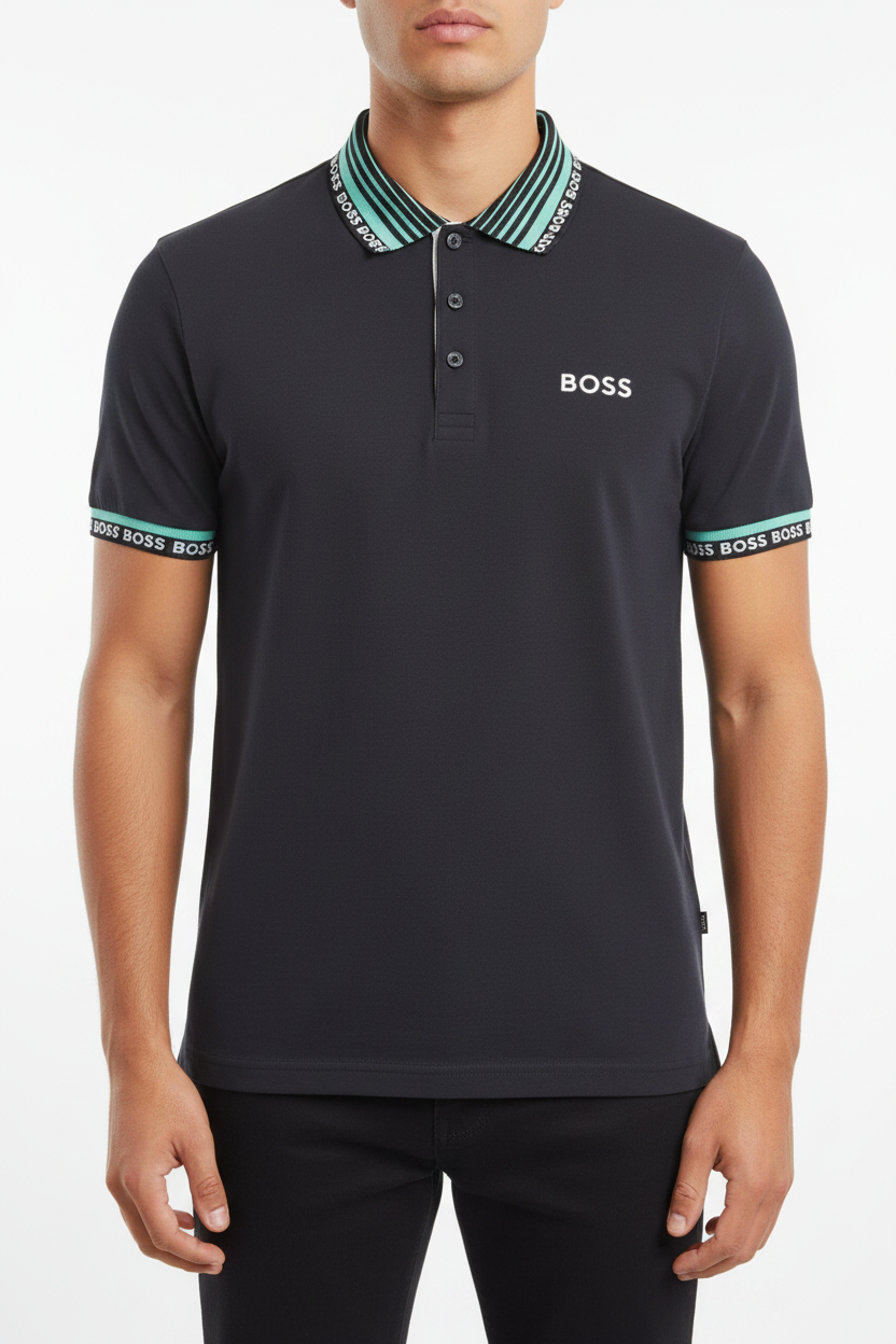 BOSS Regular-Fit Stretch Polo Shirt with Logo Cuffs