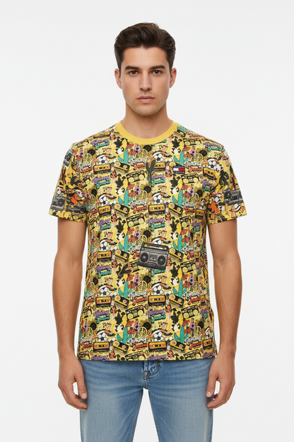 Tommy Jeans Men's Retro All-Over Print Graphic T-Shirt - Yellow