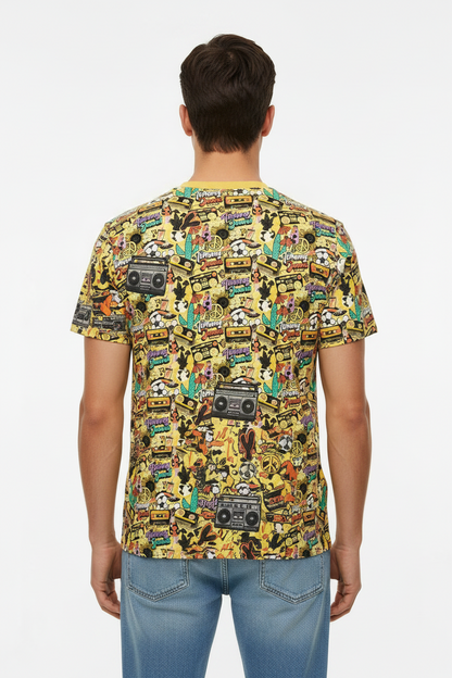 Tommy Jeans Men's Retro All-Over Print Graphic T-Shirt - Yellow