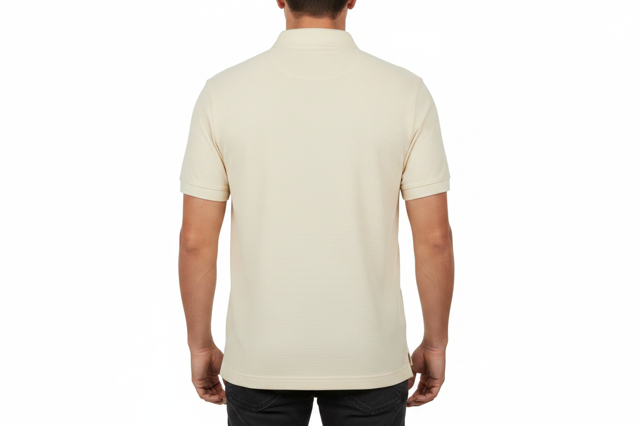 Tommy Jeans Men's Premium Waffle-Knit Polo Shirt - Cream