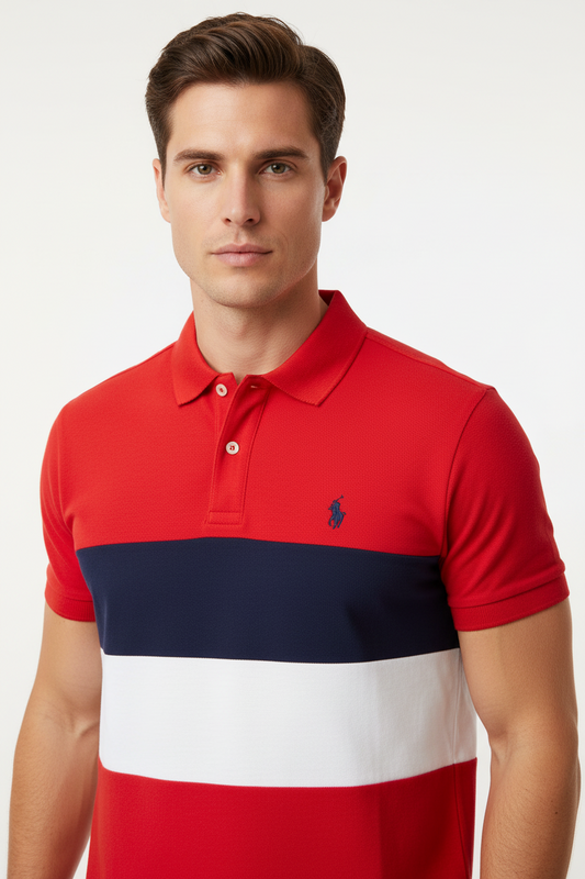 U.S. Polo Assn. Men's Color-Block Striped Slim Fit Polo Shirt