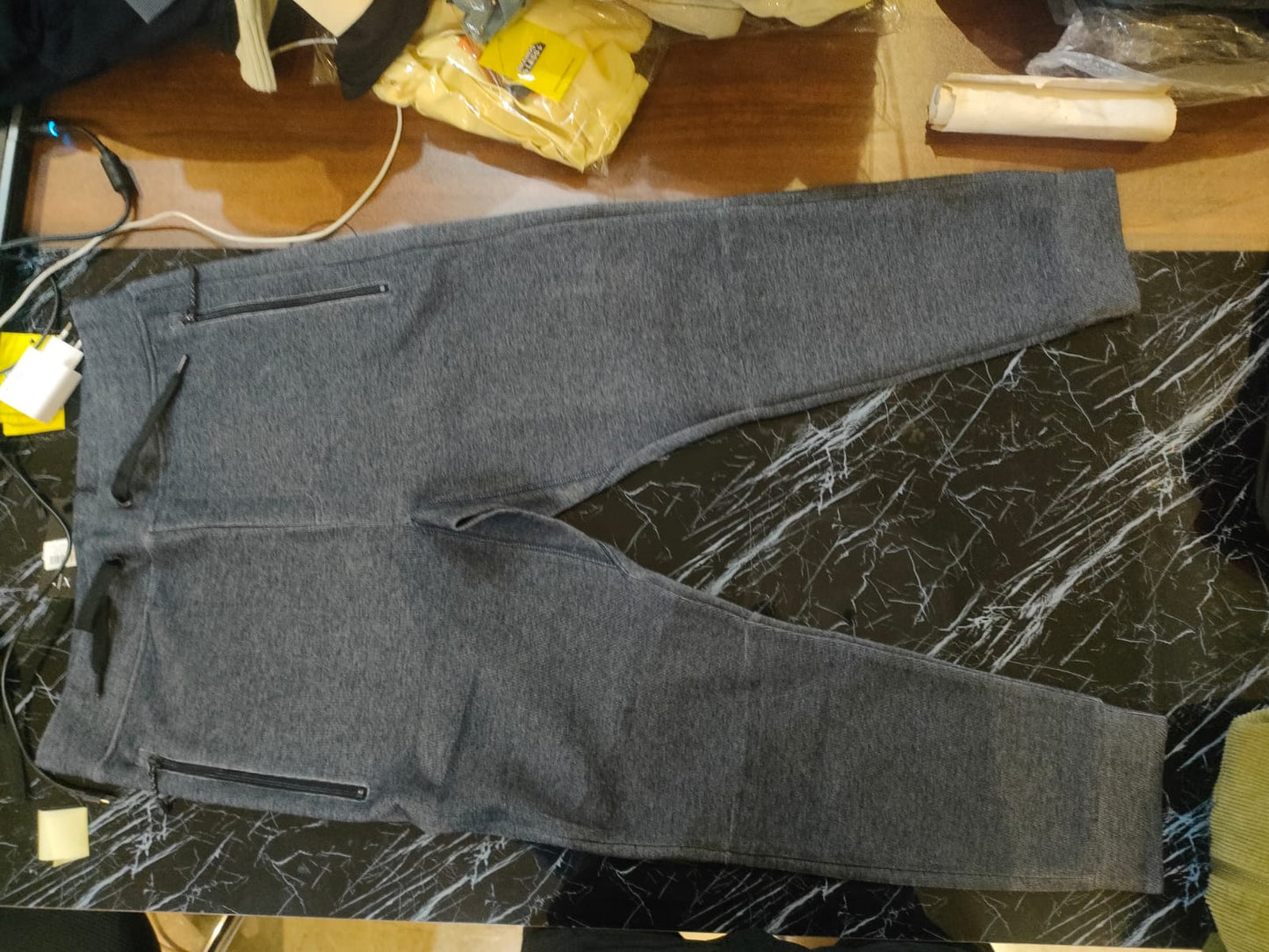 Armani Exchange Logo Trousers with Zipper Pockets and Drawstring Waist