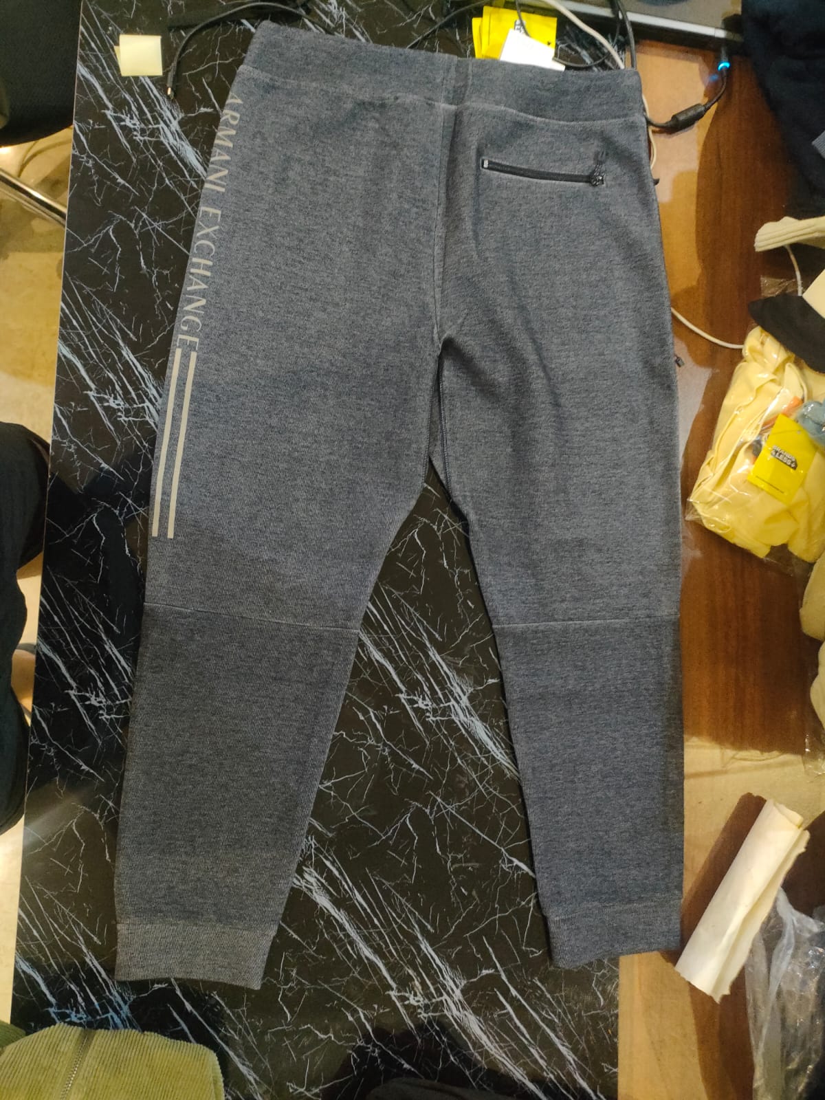 Armani Exchange Logo Trousers with Zipper Pockets and Drawstring Waist