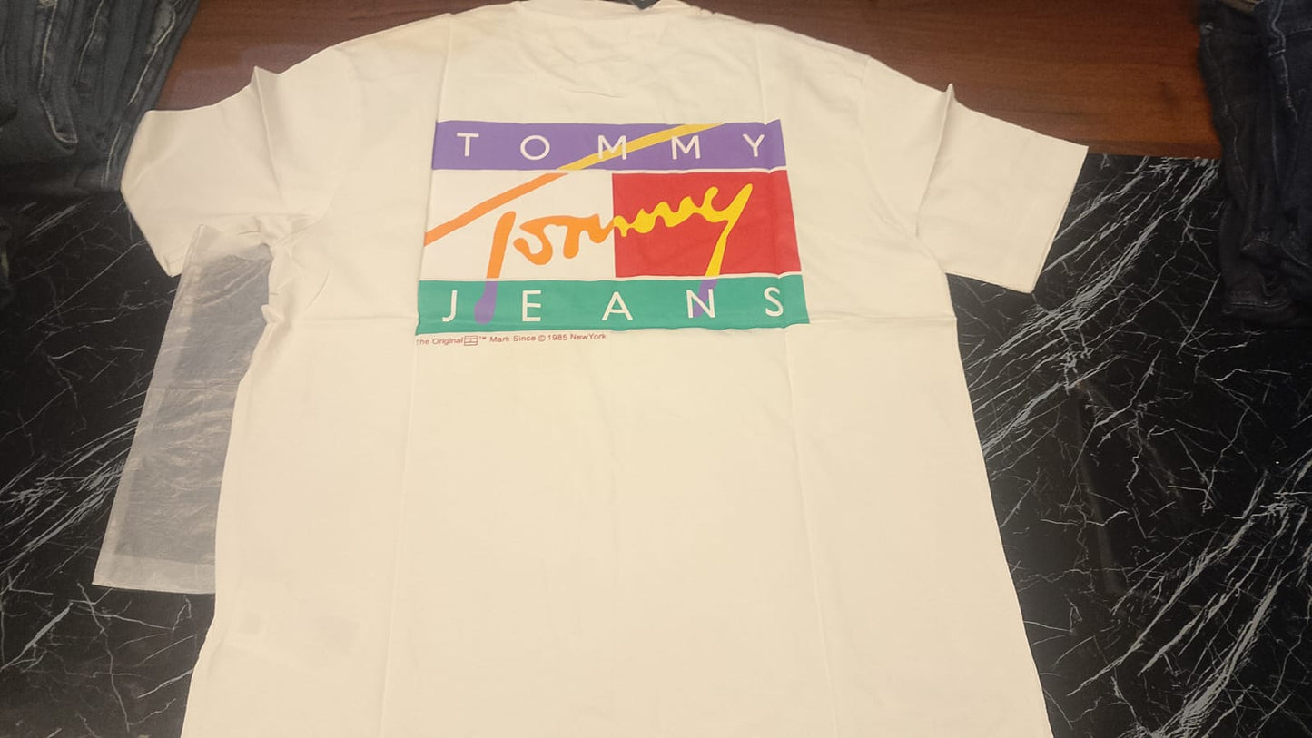 Tommy Jeans 90s Multicolor Signature Flag Graphic T-Shirt - Off-White