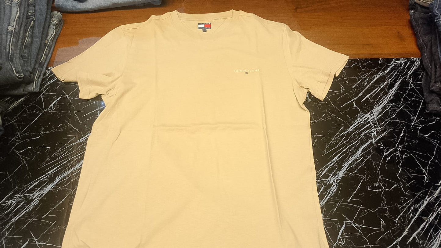 Tommy Jeans Minimalist Chest Logo T-Shirt - Beige