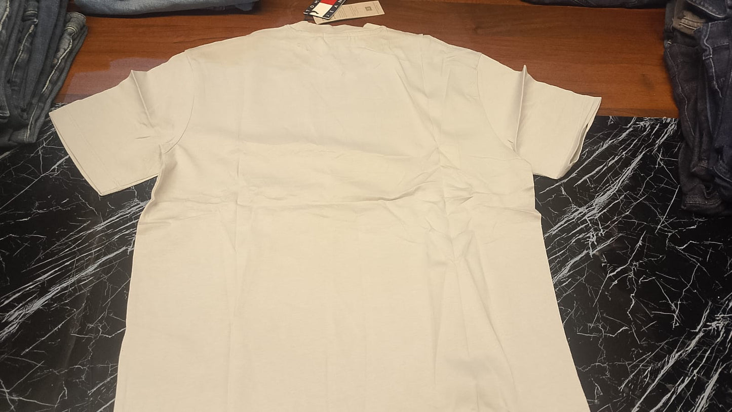 Tommy Jeans Metallic Box Logo T-Shirt - Cream / Off-White