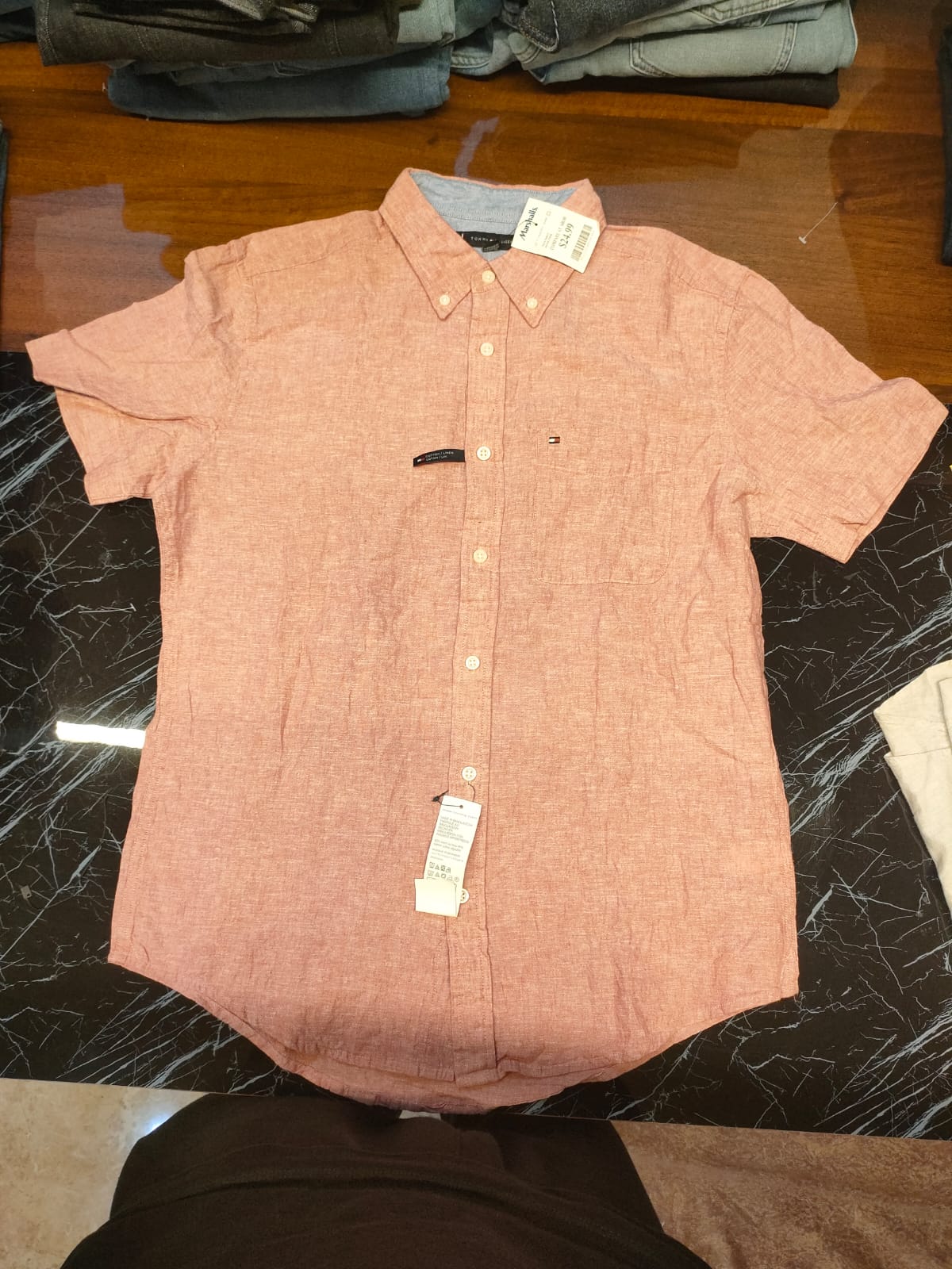 Tommy Hilfiger Short Sleeve Cotton Linen Shirt
