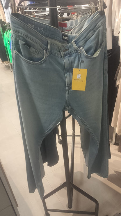 BOSS Men's Light Blue Wash Slim-Straight Denim Jeans