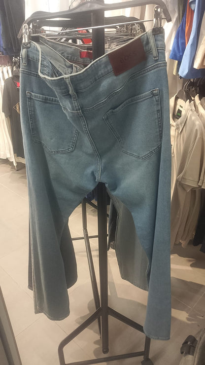 BOSS Men's Light Blue Wash Slim-Straight Denim Jeans