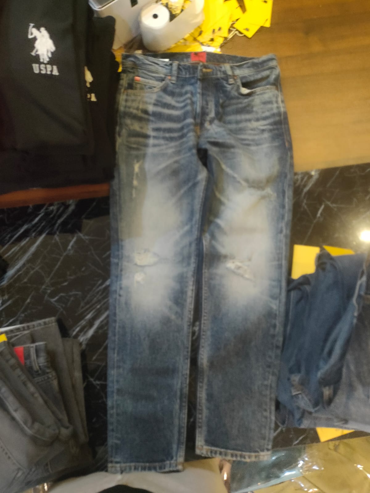 HUGO Men's Slim Fit Distressed Denim Jeans