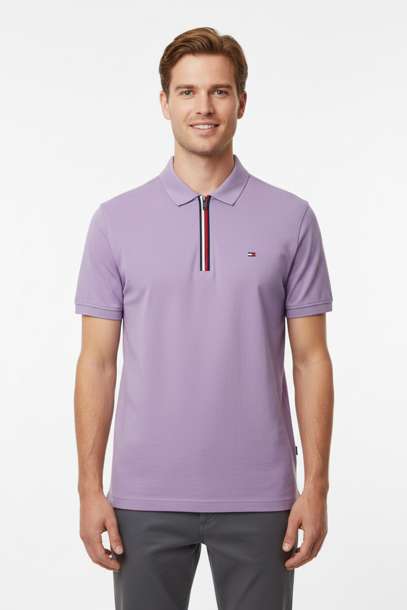 Tommy Hilfiger Signature Striped Zipper Polo Shirt