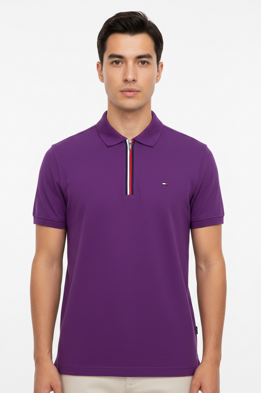 Tommy Hilfiger Signature Striped Zipper Polo Shirt