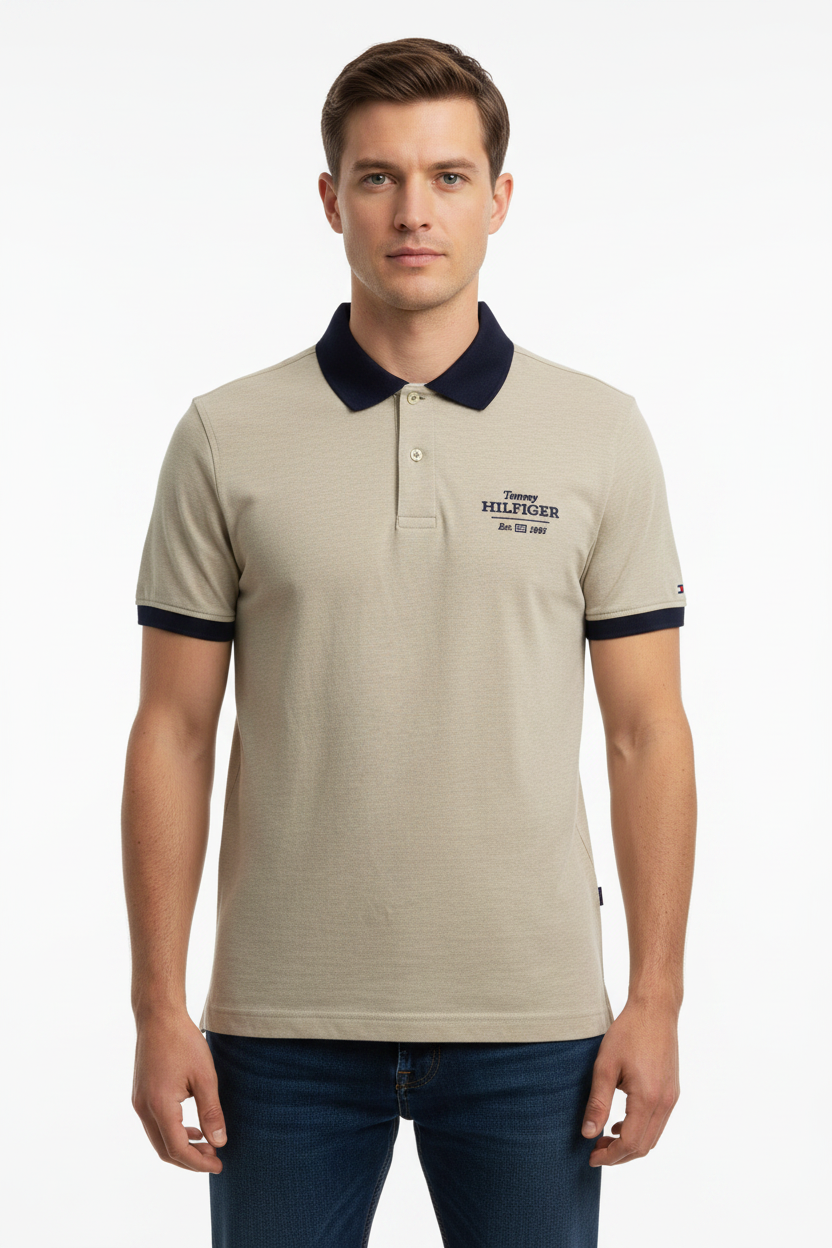 Tommy Hilfiger Est. 1985 Logo Chest Contrast Collar Polo Shirt