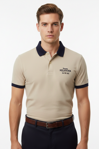 Tommy Hilfiger Est. 1985 Logo Chest Contrast Collar Polo Shirt