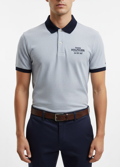 Tommy Hilfiger Est. 1985 Logo Chest Contrast Collar Polo Shirt