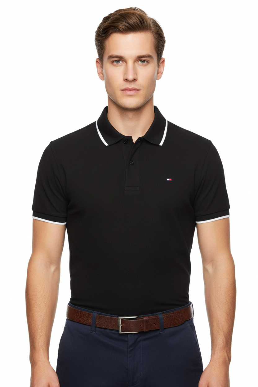 Tommy Hilfiger Men's Tipped Collar Short Sleeve Polo Shirt