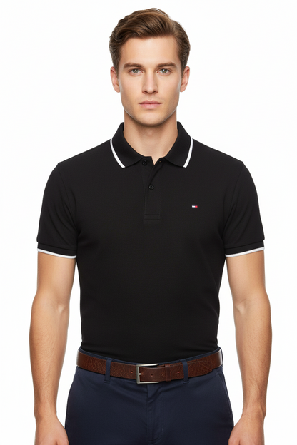 Tommy Hilfiger Men's Tipped Collar Short Sleeve Polo Shirt