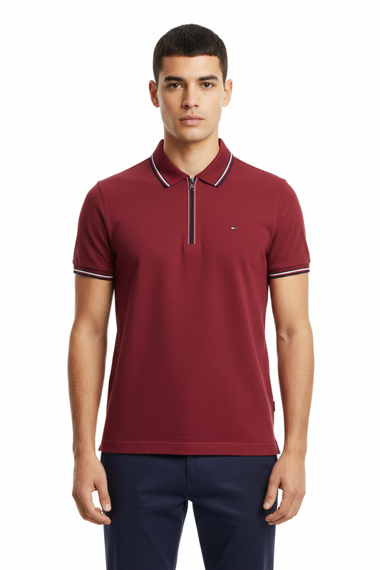 Tommy Hilfiger Tipped Collar Zipper Polo Shirt