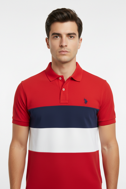 U.S. Polo Assn. Men's Colorblock Chest Stripe Slim Fit Polo Shirt