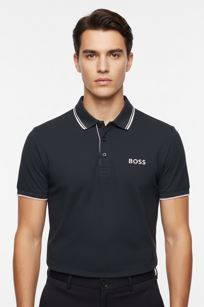 BOSS Men's Slim-Fit Polo Shirt with Contrast Tipping and Embroidered Logo