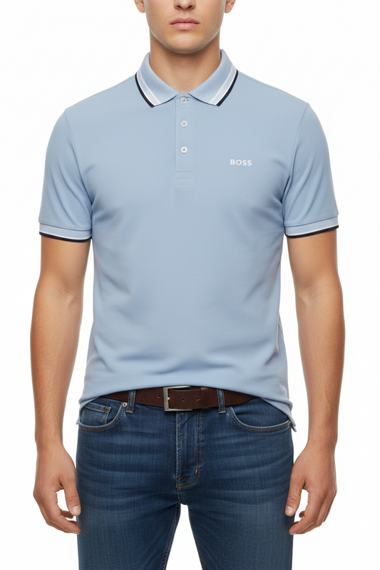 BOSS Men's Regular-Fit Pique Polo Shirt with Tipped Collar and Logo Detail