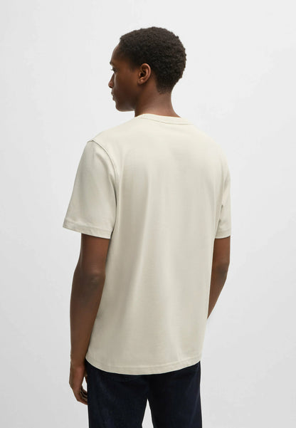 BOSS Men's Sand Beige Mineral Geode Logo Luxury T-Shirt