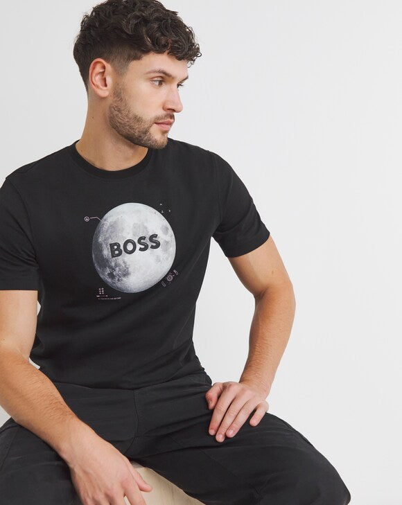 BOSS Men's Lunar Moon Graphic Logo Luxury T-Shirt