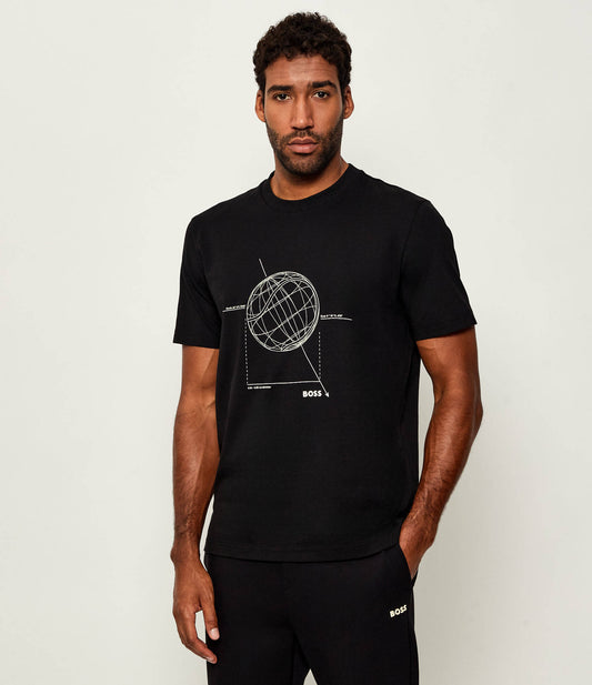 BOSS Men's Monogram Grid Block Logo Luxury T-Shirt