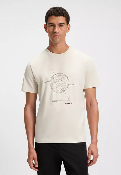 BOSS Men's Monogram Grid Block Logo Luxury T-Shirt