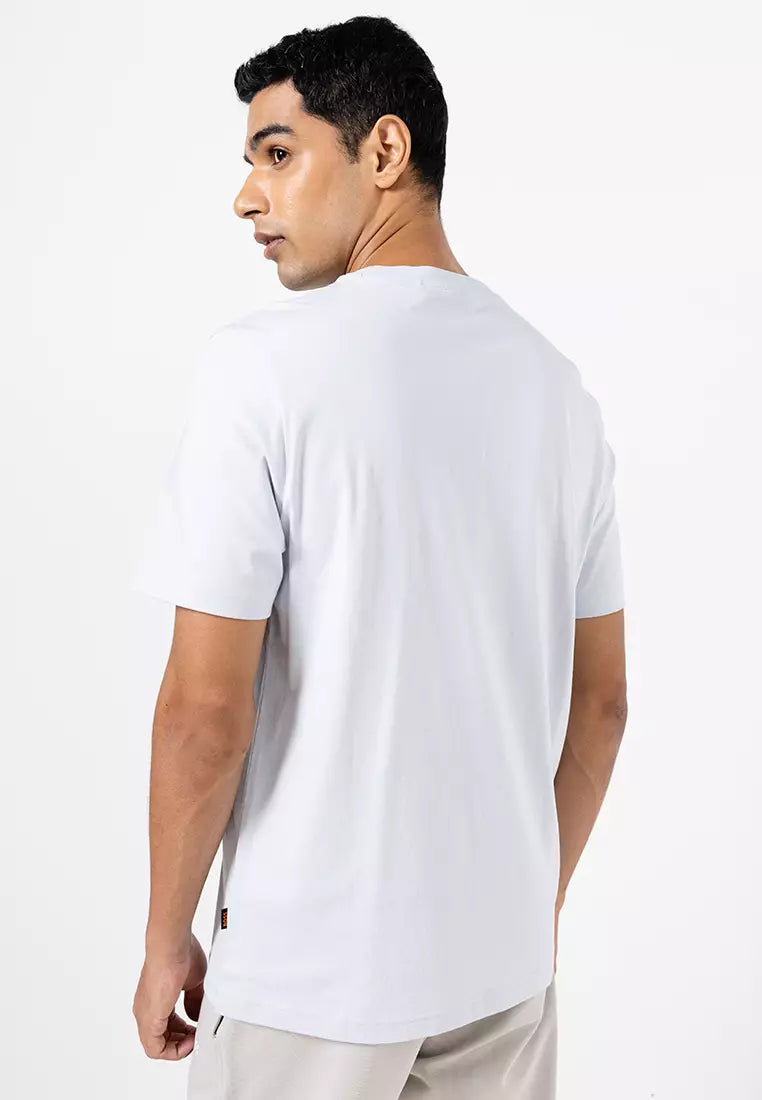 BOSS Men's Abstract Grid Shading Block Logo Luxury T-Shirt