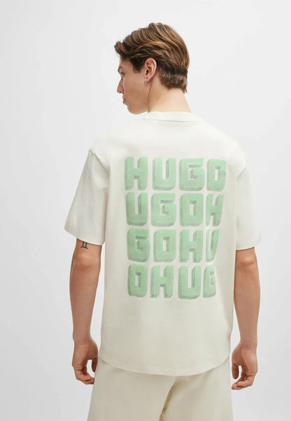 HUGO Men's 3D Typography Matrix Block Logo Luxury T-Shirt