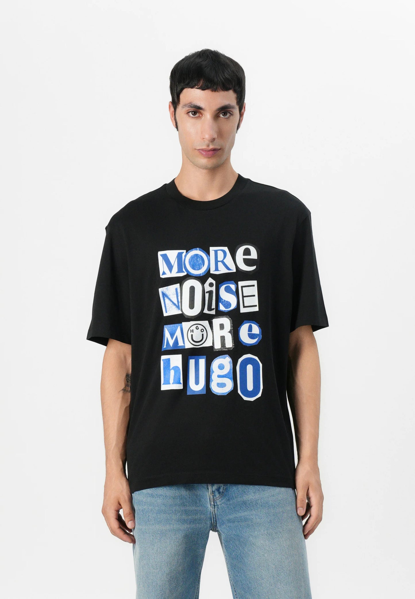 BOSS Men's Tri-Color Diagonal Stripe Logo Luxury T-Shirt